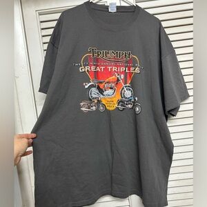 Triumph Charcoal Graphic Tee with Motorcycle Design